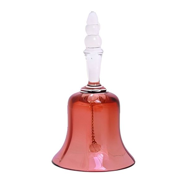 Vintage Fluted Cranberry Glass Bell with Clear Glass Handle