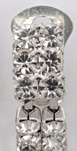 Silver Tone Diamante Drop Clip On Earrings circa 1960s