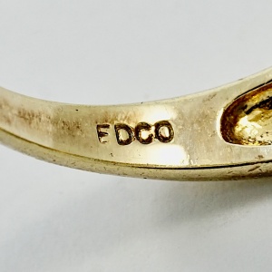 EDCO Gold Plated Solitaire Rhinestones Ring circa 1980s