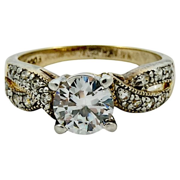 EDCO Gold Plated Solitaire Rhinestones Ring circa 1980s