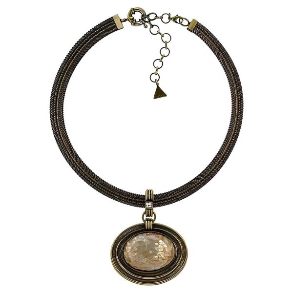 Ermani Bulatti Antiqued Gold Plated Mother of Pearl Necklace