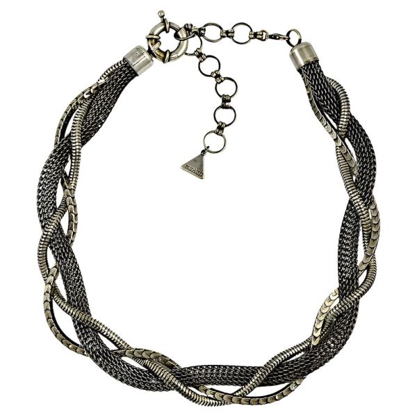 Ermani Bulatti Antiqued Silver Tone Necklace circa 1980s