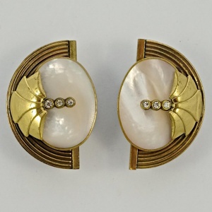 Ermani Bulatti Mother of Pearl Crystal Necklace Earrings