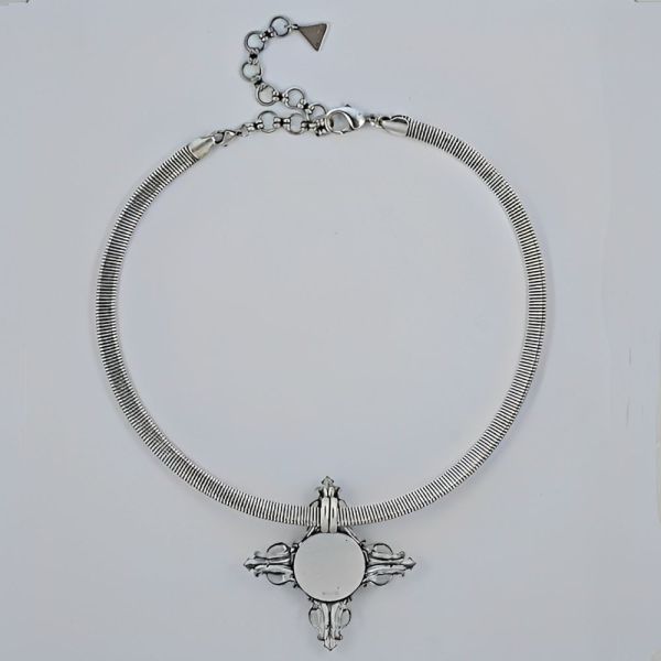 Ermani Bulatti Crystal Cross Pendant Omega Chain circa 1980s