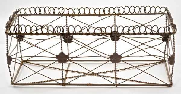 French Bottles Flower Cork Stoppers in a Wire Basket circa 1950s