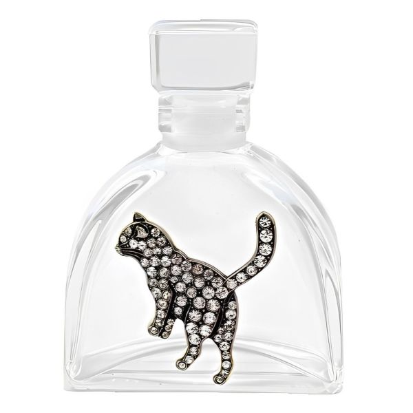 Pierre Bex Art Deco style Silver Plated Crystal Cat Perfume Bottle