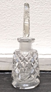Vintage French Cut Glass Perfume Bottle with Fleur de Lis Stopper