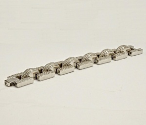 French Heavy Silver Tone Tank Style Link Bracelet
