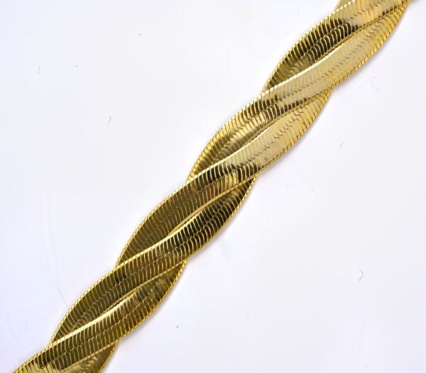 Gold Plated Double Herringbone Chain Bracelet circa 1980s