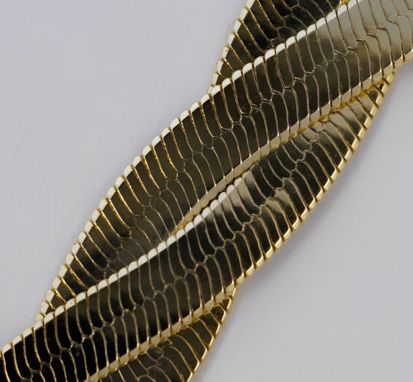 Gold Plated Double Herringbone Chain Bracelet circa 1980s