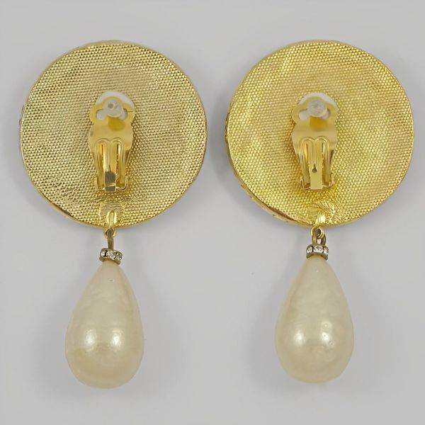 Clip-On Earrings – Pearl & Crystal Vintage Style, Gold Plated, Non-Pierced, Retro Rhinestone Design