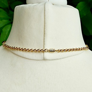 Gold Plated Chain Necklace with Bezel Set Crystals circa 1980s