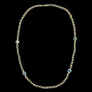 Gold Plated Chain Necklace with Bezel Set Crystals circa 1980s
