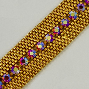 Gold Plated Mesh and Aurora Borealis Bracelet circa 1960s