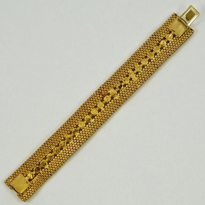 Gold Plated Mesh and Aurora Borealis Bracelet circa 1960s