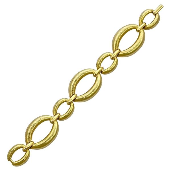 Gold Plated Textured Oval Link Bracelet circa 1980s