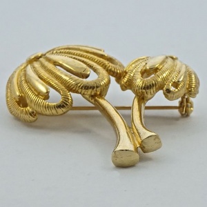 Gold Plated Twin Palm Tree Brooch circa 1980s