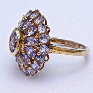 Gold Plated and Silver Faux Tanzanite Dress Ring circa 1990s