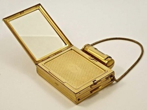 Kigu Gold Tone Carryall Compact Party Case circa 1950s