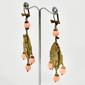 Cherub Lever Back Earrings with Angel Skin Coral Drops