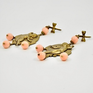 Cherub Lever Back Earrings with Angel Skin Coral Drops
