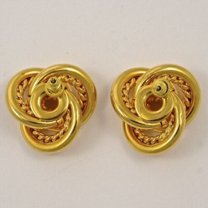 Gold Plated Knot and Rope Twist Earrings circa 1980s
