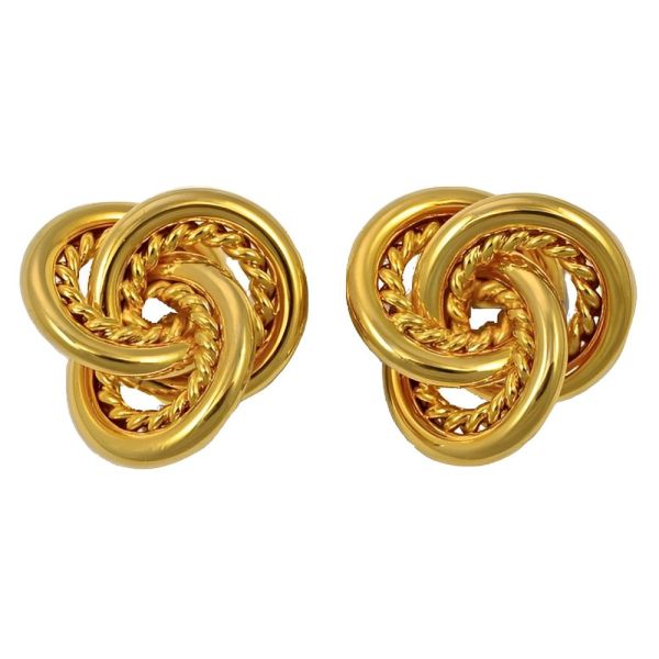 Gold Plated Knot and Rope Twist Earrings circa 1980s
