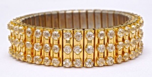 Gold Plated and Clear Diamante Expansion Bracelet circa 1950s