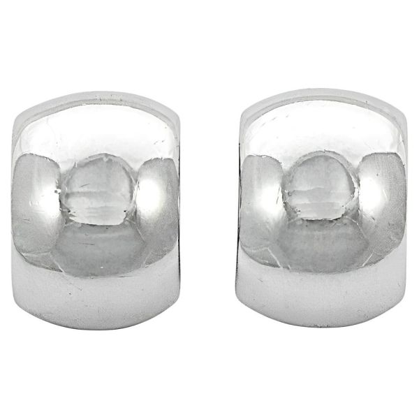 Gross Silver Tone Half Hoop Clip On Earrings circa 1980s