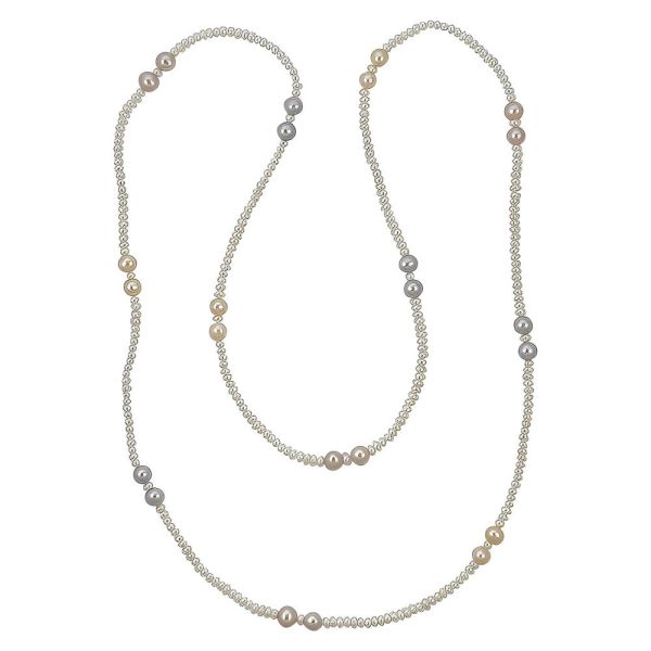 Honora Grey Peach Pink and White Cultured Pearl Necklace 1990s