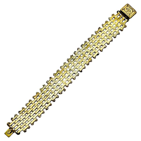 Jakob Bengel Art Deco Gold Tone Brickwork Bracelet circa 1930s