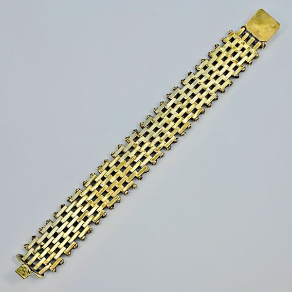 Bracelet Jakob Bengel Art Déco - Œil De Tigre Et Métal Chromé - Occasion