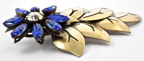 Joseff of Hollywood 1950s Blue Crystal Brooch and Earrings Set