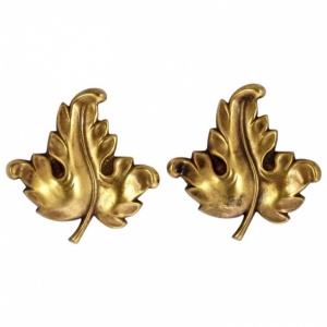 Joseff of Hollywood Antique Finish Leaf Earrings 1940s