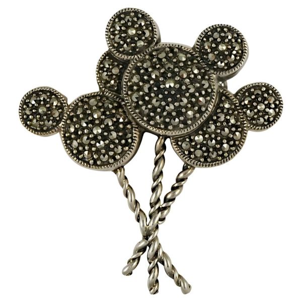 Judith Jack Sterling Silver and Marcasite Disney Mickey Mouse Brooch