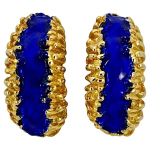 KJL Kenneth Jay Lane Cobalt Blue Enamel Clip On Earrings