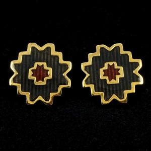 Liberty Signed Gold Plated Champlev Enamel Earrings circa 1970s