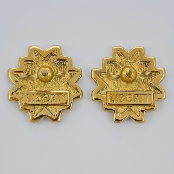Liberty Signed Gold Plated Champlev Enamel Earrings circa 1970s