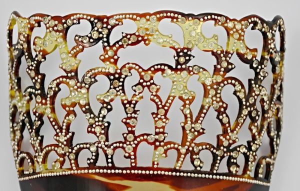 Mid Century Faux Tortoiseshell Mantilla Rhinestone Hair Comb