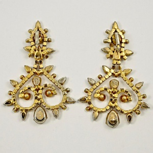 Mimi di N Gold Plated Rhinestone Cocktail Clip On Earrings 1960s