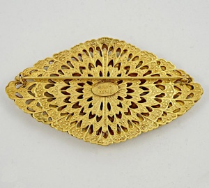 Miriam Haskell Russian Gold Plated Ornate Diamond Domes Brooch