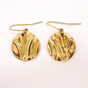 Monet Gold Plated Round Shiny Drop Earrings circa 1980s