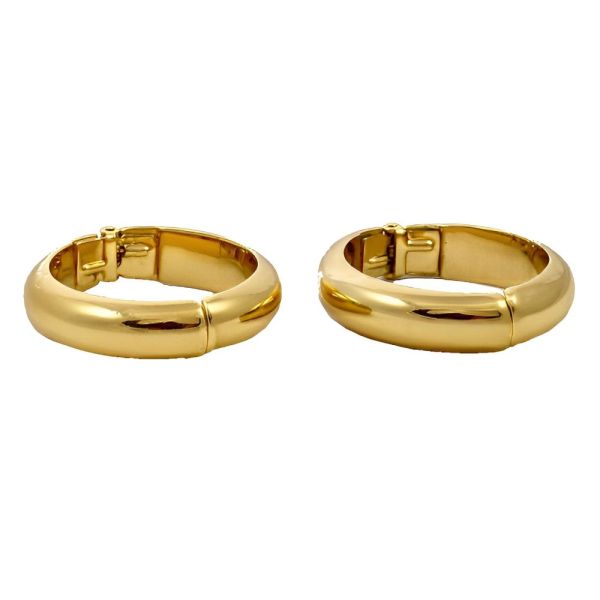 Monet Gold Plated Shiny Hoop Hinge Earrings circa 1980s Arabella Bianco