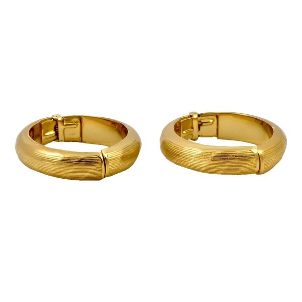 Monet Gold Plated Textured Hoop Hinge Earrings circa 1980s