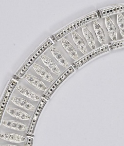 Napier Silver Plated and Diamante Collar Necklace circa 1980s