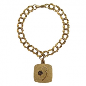 12K Gold Filled Double Curb Link Bracelet with New Jersey Charm