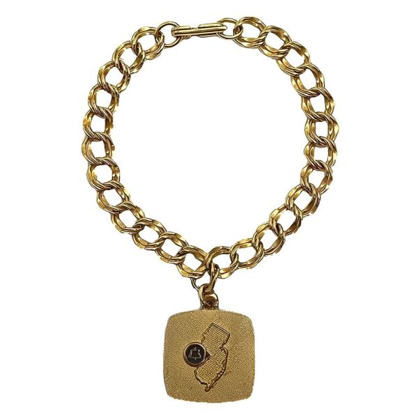 12K Gold Filled Double Curb Link Bracelet with New Jersey Charm