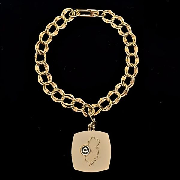 12K Gold Filled Double Curb Link Bracelet with New Jersey Charm