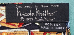 Nicole Miller Large Square Silk Vegetables Print Scarf 1990s