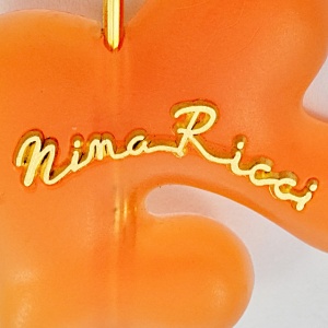 Nina Ricci Gold Plated and Abstract Orange Plastic Brooch